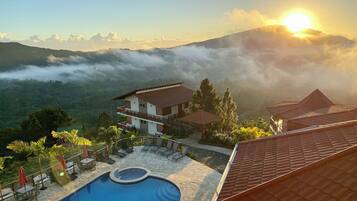 Outdoor pool, pool loungers