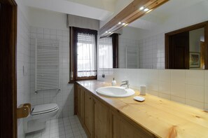 Combined shower/bathtub, hair dryer, towels