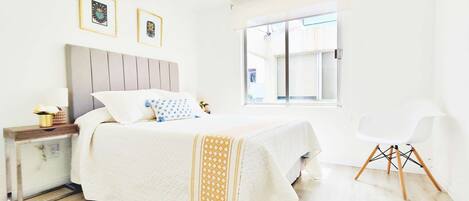 2 bedrooms, desk, iron/ironing board, travel cot