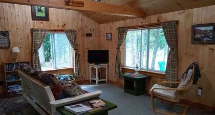 White Mountain scenic river camp with cozy cabin