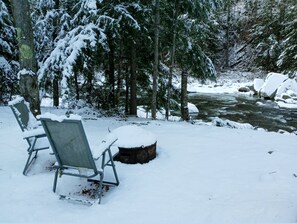 Property grounds - White Mountain scenic river camp with cozy cabin (Bath)