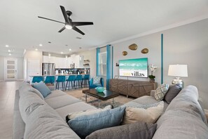 Villa, Multiple Bedrooms | Living area | Smart TV - Water Kingdom @ Storey Lake By Shine Villas! #525 9 Bedroom Home (Kissimmee)