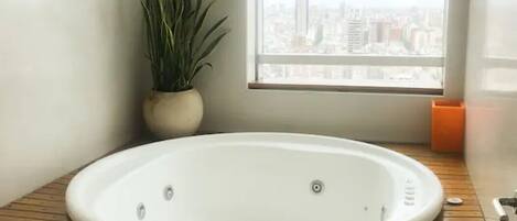 Ducha, secador de pelo, bidé y toallas