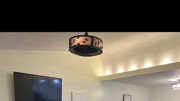 Smart TV, fireplace, video games, foosball