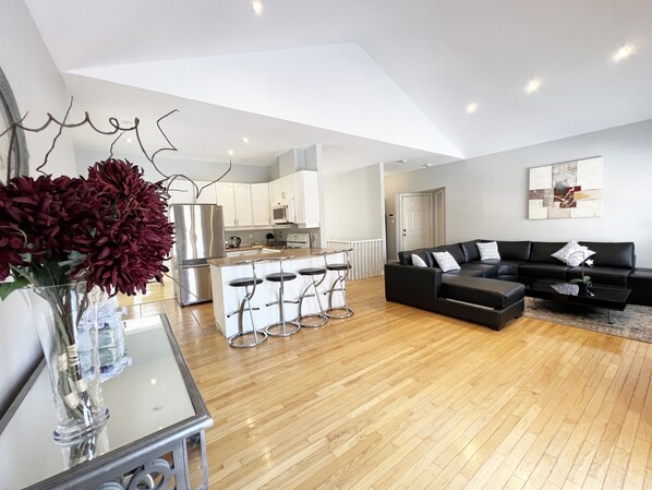 Smart TV, fireplace, DVD player