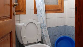 Combined shower/tub, towels