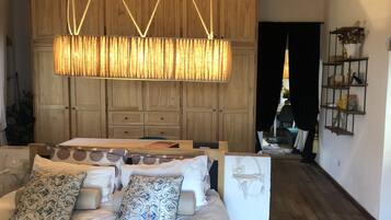 1 bedroom, desk, iron/ironing board, travel crib