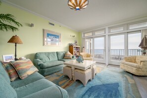 Living Area - Beach House 101 is a beautiful, first floor Oceanfront  condo located on 142nd st (Ocean City)