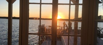 Seaside century house with beautiful sunset and big jetty with sauna