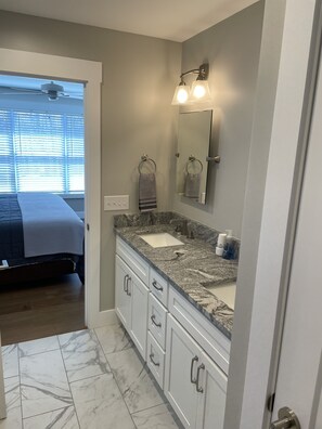 Shower, towels, soap, shampoo