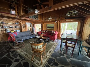 Fireplace, DVD player, books - Secluded Katahdin View, Lakefront Bliss & Beach Cove Retreat (Millinocket)