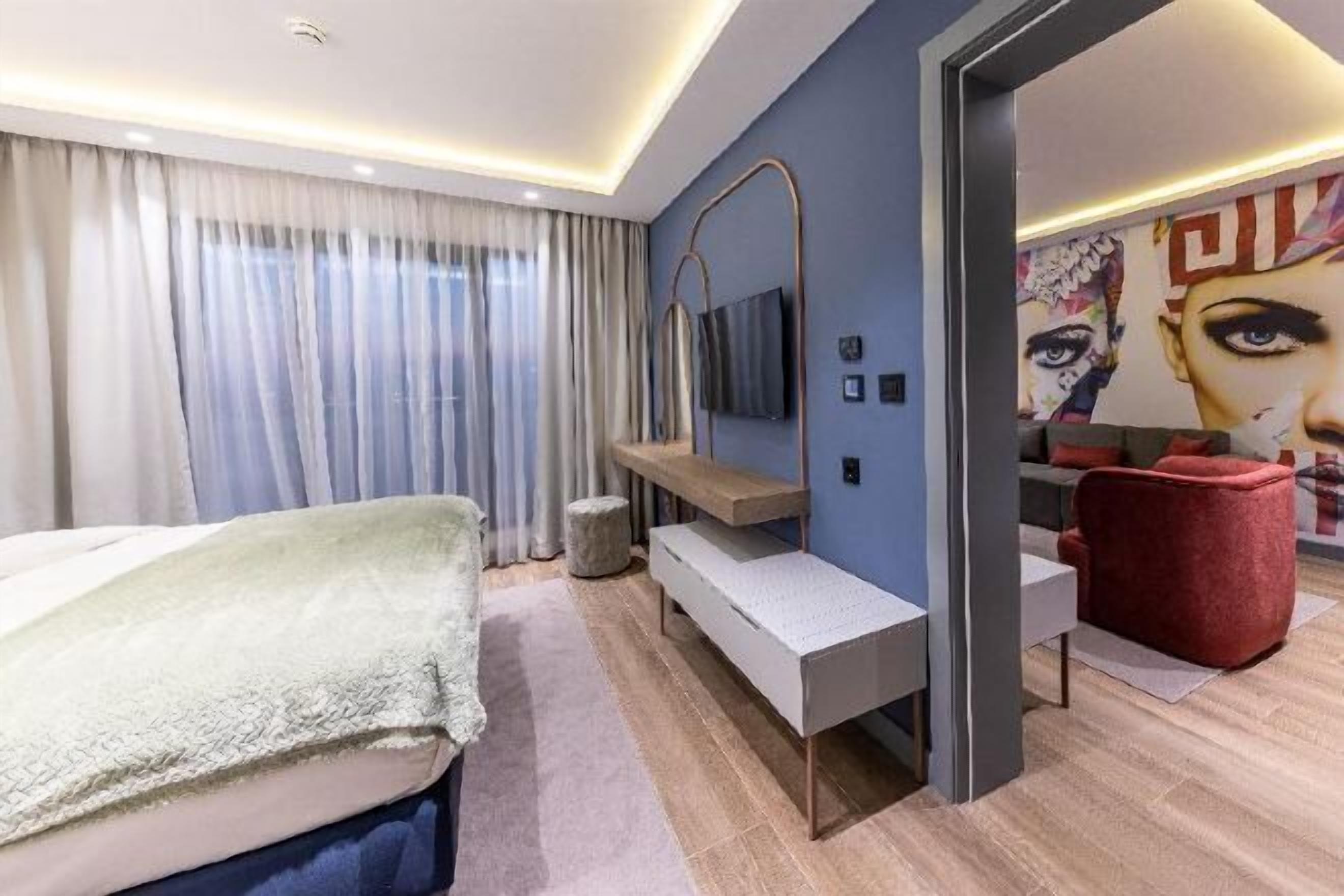 Premium bedding, down comforters, Select Comfort beds, minibar