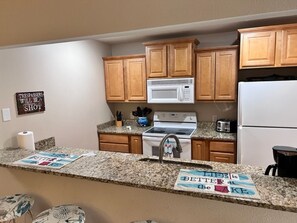 Fridge, microwave, oven, dishwasher