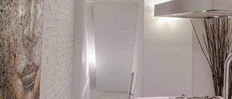 Luxury Apartment | Private kitchen | Full-size fridge, microwave, oven, stovetop