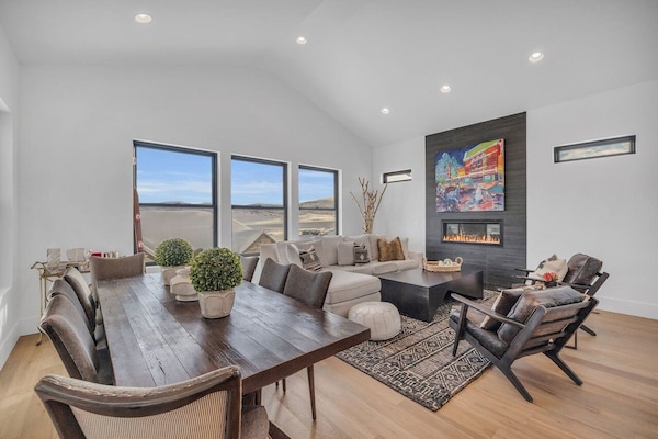 Beautiful, separate Dining w/seating for 10, and 2nd living space with fireplace