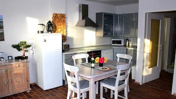 Frigorífico, microondas, horno y placa de cocina