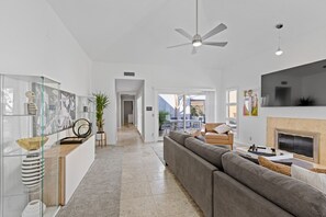 Smart TV, fireplace, printers