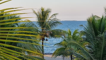 On the beach, sun-loungers, beach towels