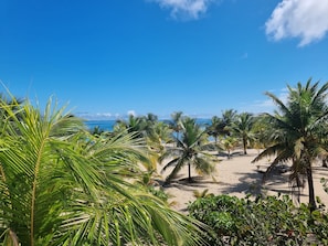Plage, chaises longues, serviettes de plage