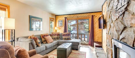 TV, fireplace, DVD player, video library