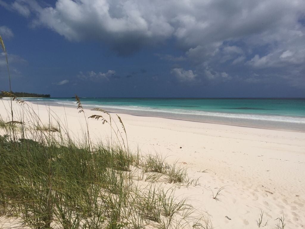 Une plage à l’eau turquoise et limpide et au sable blanc.