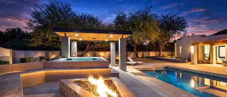 Piscine extérieure, piscine chauffée