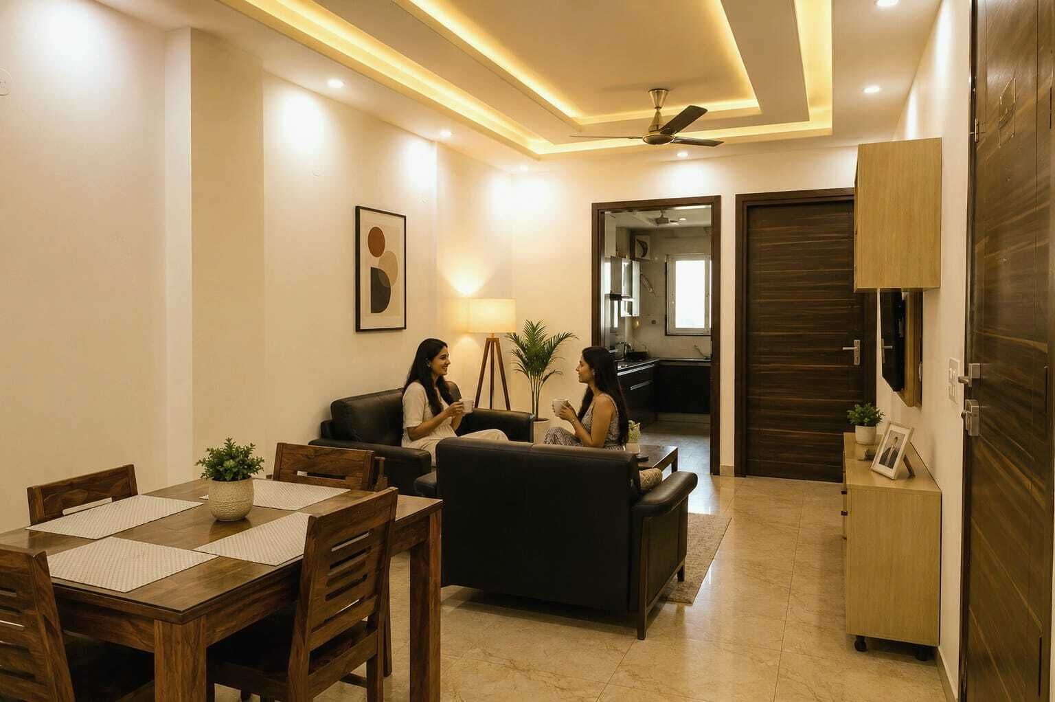 Comfort Apartment | Living area | 32-inch flat-screen TV with digital channels, TV