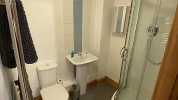 Hair dryer, towels, toilet paper