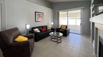 TV, fireplace, video games, offices