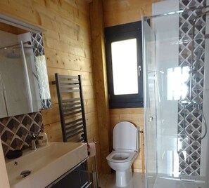 Shower, hair dryer, soap