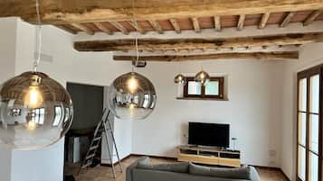 Smart TV, fireplace, video games, DVD player