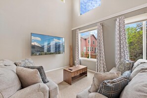 TV connectée, cheminée, jeux vidéo, lecteur de DVD