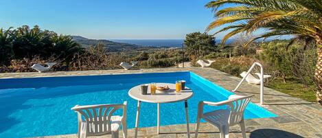 Outdoor pool, pool loungers