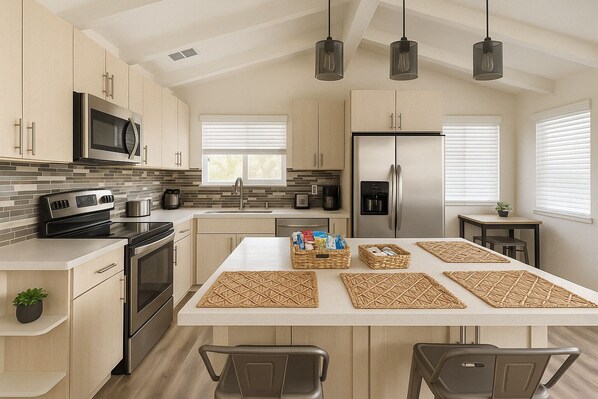 Réfrigérateur, micro-ondes, four, plaque de cuisson