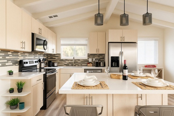 Frigorifero, microonde, forno, piano cottura