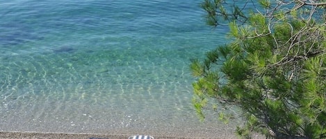 Plage, chaises longues