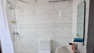 Shower, towels, soap