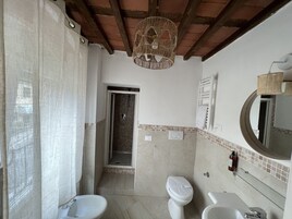 Habitación Deluxe doble | Baño | Ducha, artículos de higiene personal gratuitos, secador de pelo y bidé