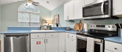 Microwave, oven, stovetop, dishwasher