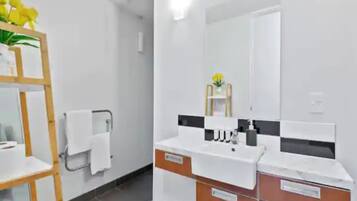 Apartment | Bathroom | Shower, hair dryer, towels