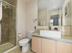 Apartment | Bathroom | Shower, designer toiletries, hair dryer, towels