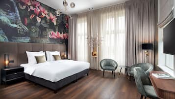 Honeymoon Double Room | Down comforters, in-room safe, individually decorated