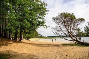 Ligstoelen aan het strand