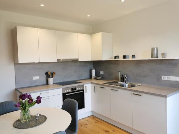 Fridge, oven, stovetop, dishwasher