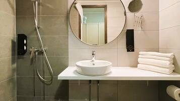 Classic Double Room, Lake View | Bathroom | Shower, hair dryer, towels, soap