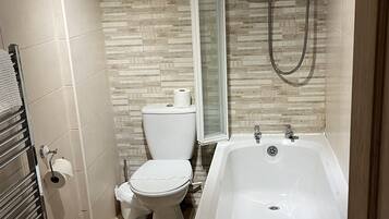 Shower, soap, toilet paper