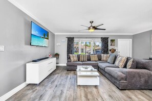 Smart TV, books, stereo, printers