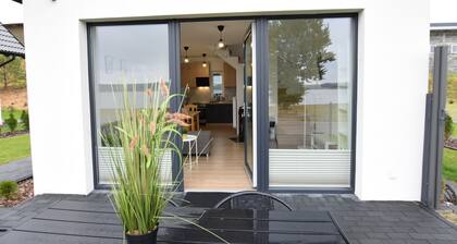 Ferienhaus am Kiedrowickie See mit Boot