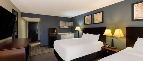 Room, 2 Queen Beds, Non Smoking (Efficiency) | Free WiFi, bed sheets