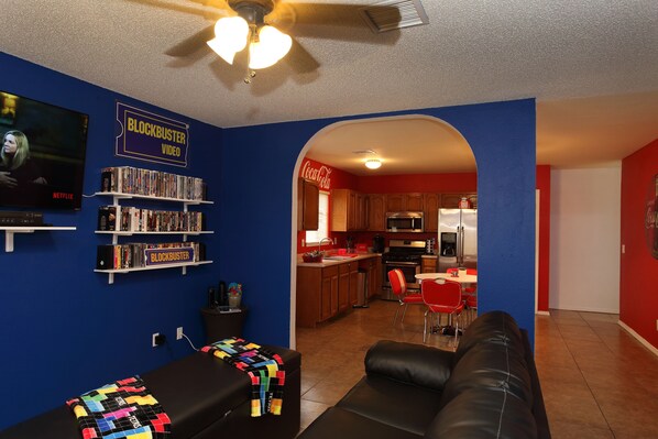 Smart TV, video games, books, video library